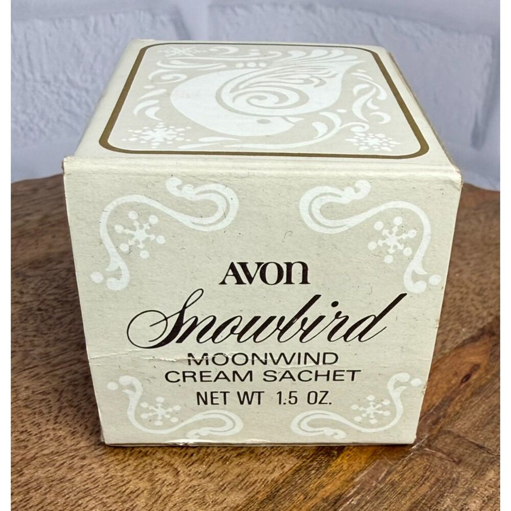 NEW Vintage Vintage 70s Avon Snowbird Moonwind Cream Sachet & Box - Picture 8 of 12